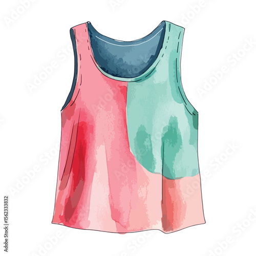 watercolor illustration of Tank Top isolated