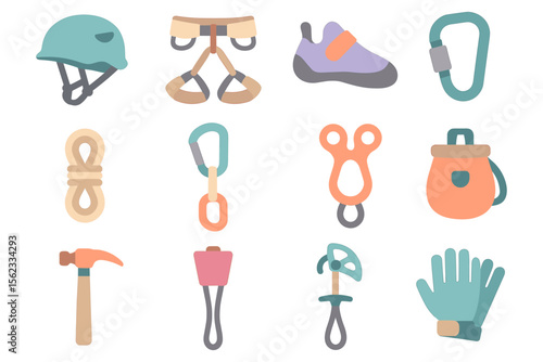 Rock climbing gear vector illustration design for posters and cards in flat style