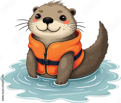 Cute cartoon a illustrator vector Sea otter