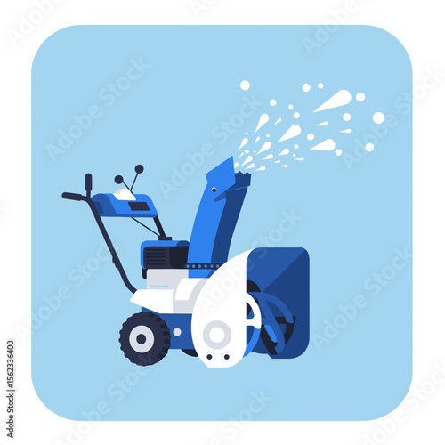 Snow blower machine with rotating front auger in vector icon design