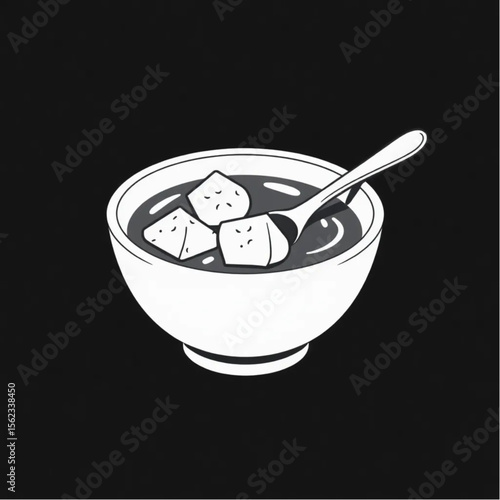 A ceramic soup bowl with croutons
