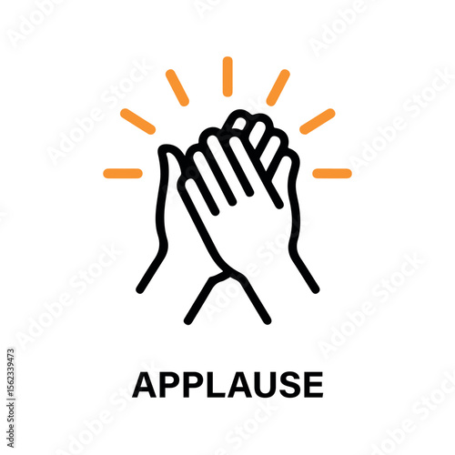 Two Hands Clapping Applause Orange Rays Icon symbol