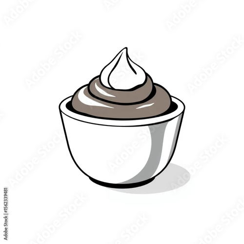 A ceramic ramekin with chocolate mousse