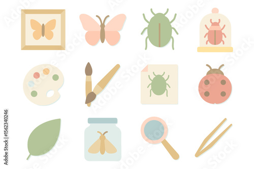 Vintage insect collection vector illustration for educational design