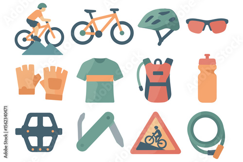 Cycling adventure essentials vector illustration for flat design projects