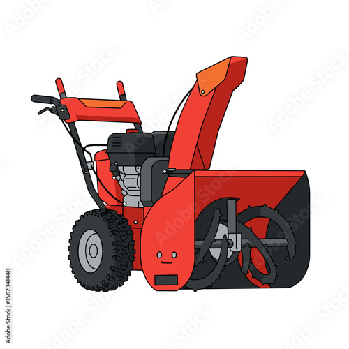 Heavy-duty snow thrower with large auger in vector icon design