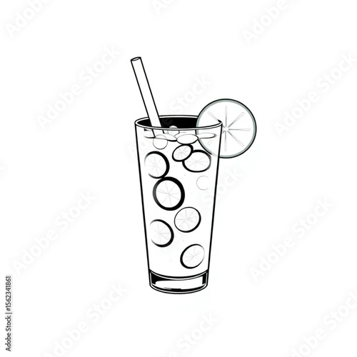 A glass of lemonade with a paper straw