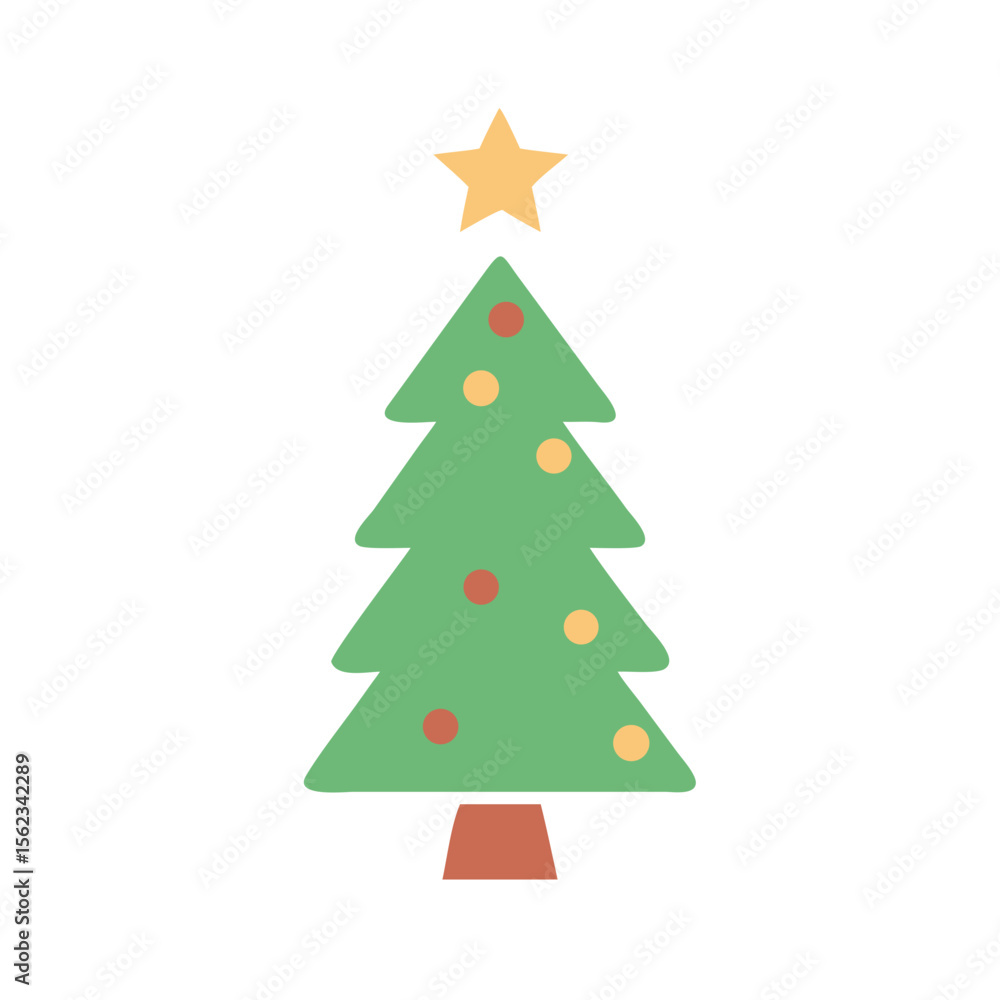 Christmas tree vector illustration with balls, a festive holiday decoration and winter celebration symbol Christmas tree vector illustration with balls, a festive holiday decoration and winter celebration symbol