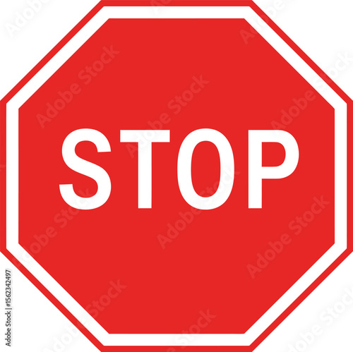 A classic octagonal stop sign with the word stop in white letters
