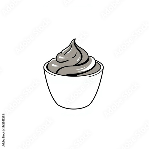 A ceramic ramekin with chocolate mousse