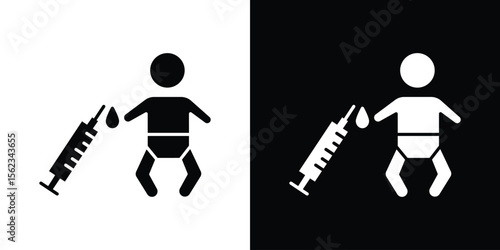Baby Vaccination icon isolated silhouette on white background. Vector illustration.