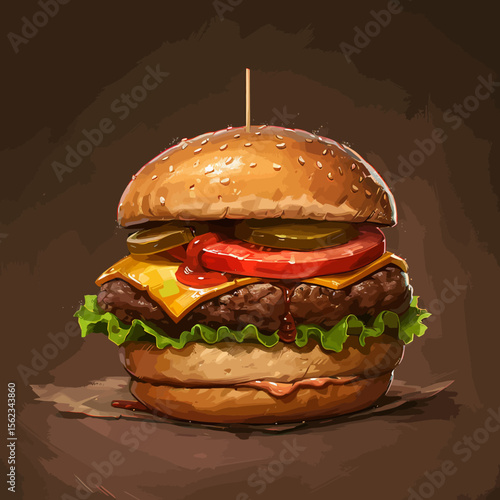 A very tasty hamburger vector illustration