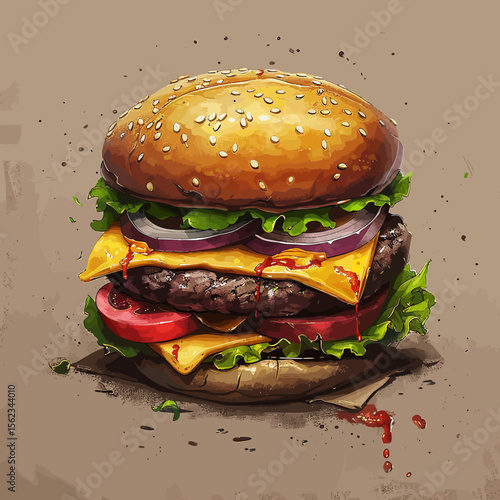 A very tasty hamburger vector illustration