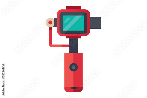 Modern red gimbal stabilizer for smooth video recording