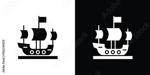 Caravel icon isolated silhouette on white background. Vector illustration.