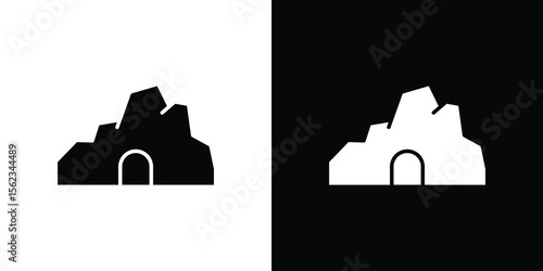 cave icon isolated silhouette on white background. Vector illustration.