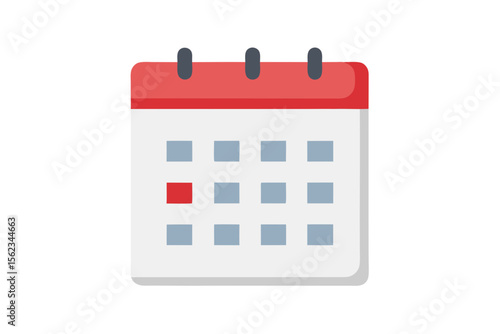 Flat icon of a calendar with a highlighted red date