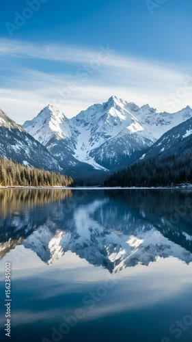 Wallpaper Mural Snow Capped Mountain Peaks Reflecting On Calm Winter Lake Torontodigital.ca