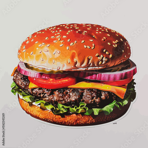 A very tasty hamburger vector illustration
