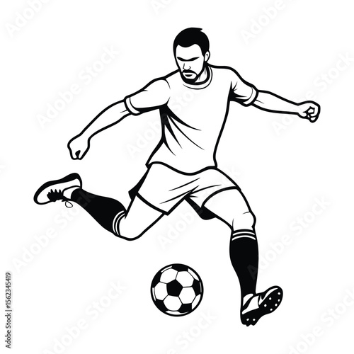 soccer player kicking the ball silhouette vector 
