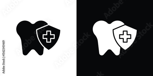 Dental insurance icon isolated silhouette on white background. Vector illustration.