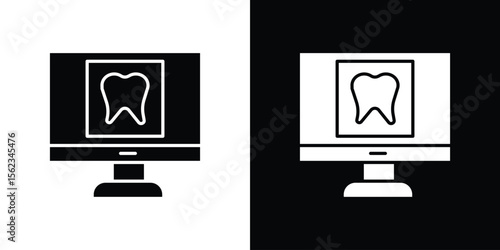 Dental X ray icon isolated silhouette on white background. Vector illustration.