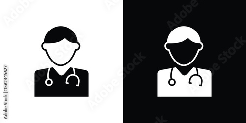 Doctor icon isolated silhouette on white background. Vector illustration.
