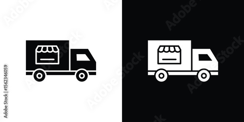 Food truck icon isolated silhouette on white background. Vector illustration.