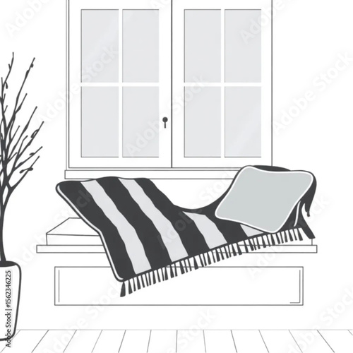 A woollen throw on a window seat