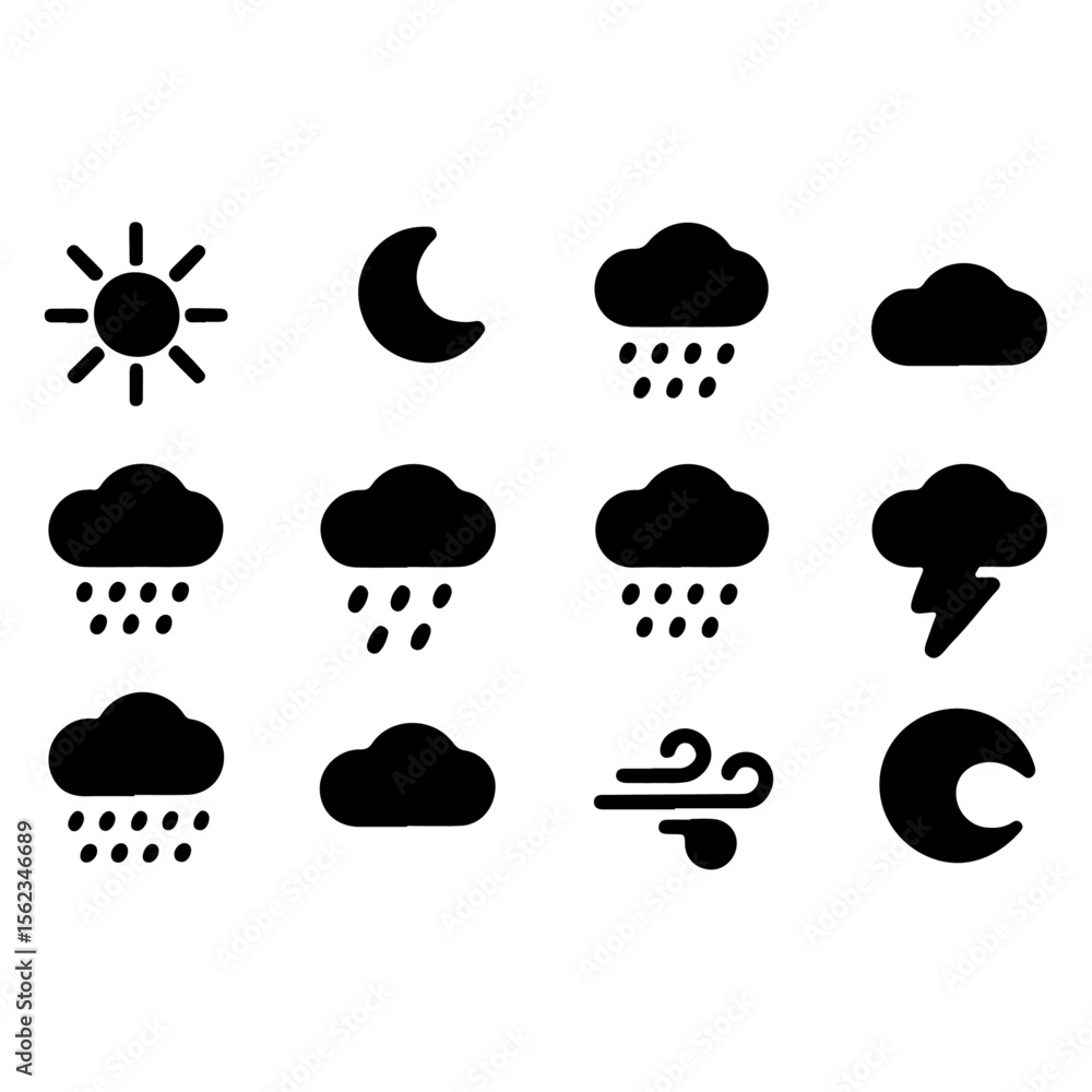 Weather Icons, Sun, Moon, Clouds, Rain, Storm, Wind A Comprehensive Set of Weather Glyphs for Design Projects, Websites, and Applications Weather Icons, Sun, Moon, Clouds, Rain, Storm, Wind A Comprehensive Set of Weather Glyphs for Design Projects, Websites, and Applications