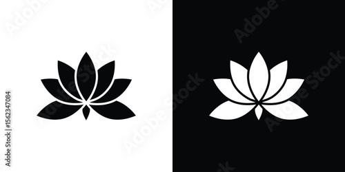 Lotus flower icon isolated silhouette on white background. Vector illustration.
