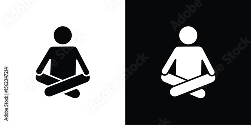 Meditating icon isolated silhouette on white background. Vector illustration.