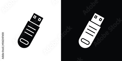 Pendrive icon isolated silhouette on white background. Vector illustration.
