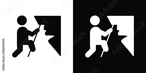 People Climbing icon isolated silhouette on white background. Vector illustration.