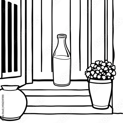 A glass milk bottle on a doorstep