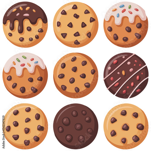 Detailed decorative biscuit icons for dessert packaging design