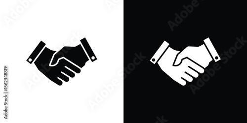 Shake hands icon isolated silhouette on white background. Vector illustration.