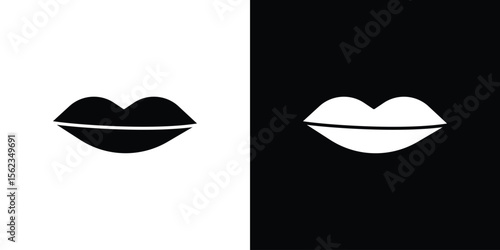 Thin lips icon isolated silhouette on white background. Vector illustration.