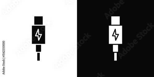 USB type c icon isolated silhouette on white background. Vector illustration.