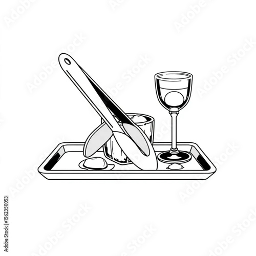 A pair of ice tongs on a drinks tray
