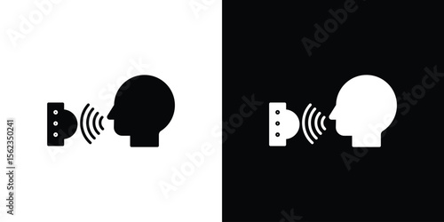 Voice control icon isolated silhouette on white background. Vector illustration.