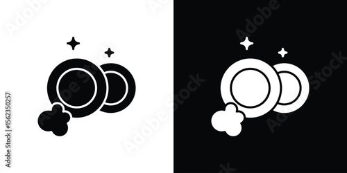 Washing dishes icon isolated silhouette on white background. Vector illustration.