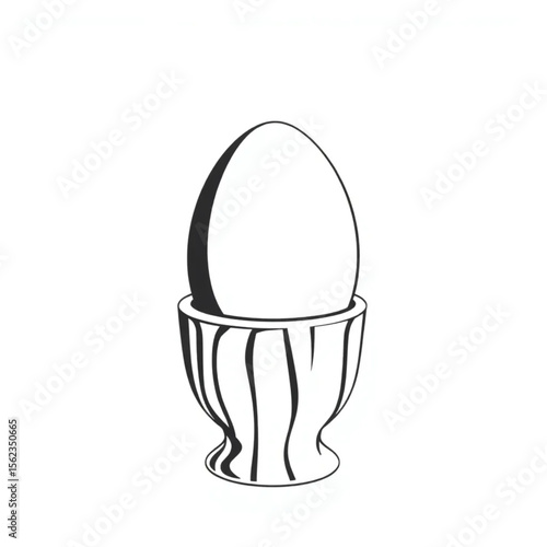 A wooden egg cup with a brown egg