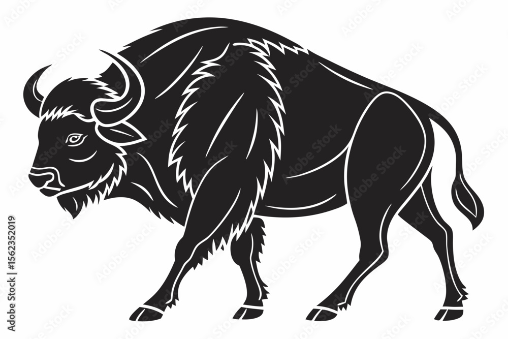 Obraz premium buffalo sihouette black vector