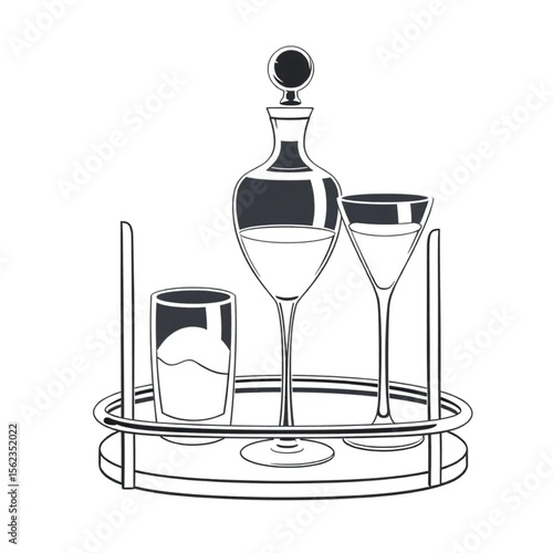 A glass decanter on a drinks trolley