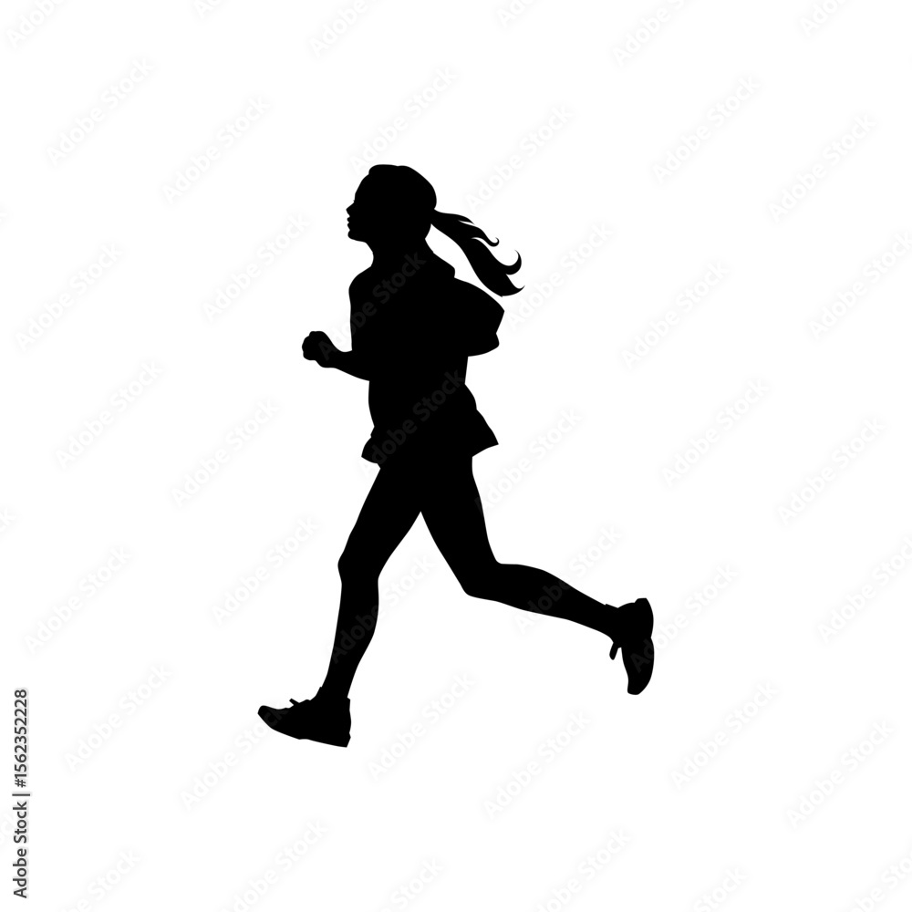 Woman Running Silhouette Vector Woman Running Silhouette Vector