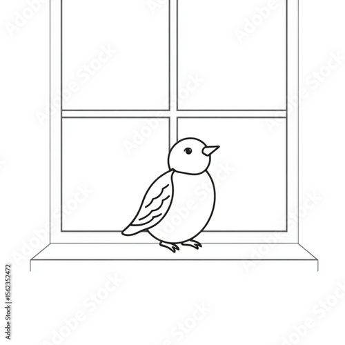 A ceramic bird ornament on a windowsill