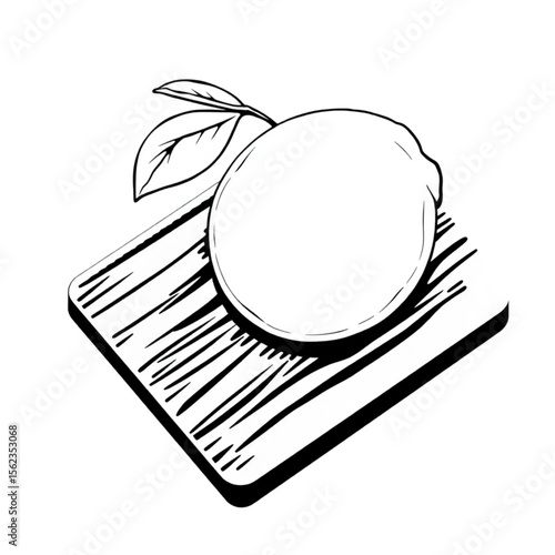A single lemon on a chopping board