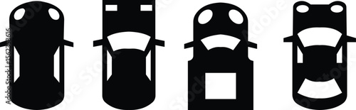 Cars icon set from above, top view isolated. Modern urban civilian vehicle. View from bird's eye. Realistic design. Flat style vector. traffic, automobile transportation. Transport service concept.