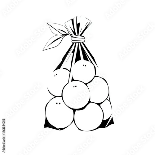 A string bag filled with oranges